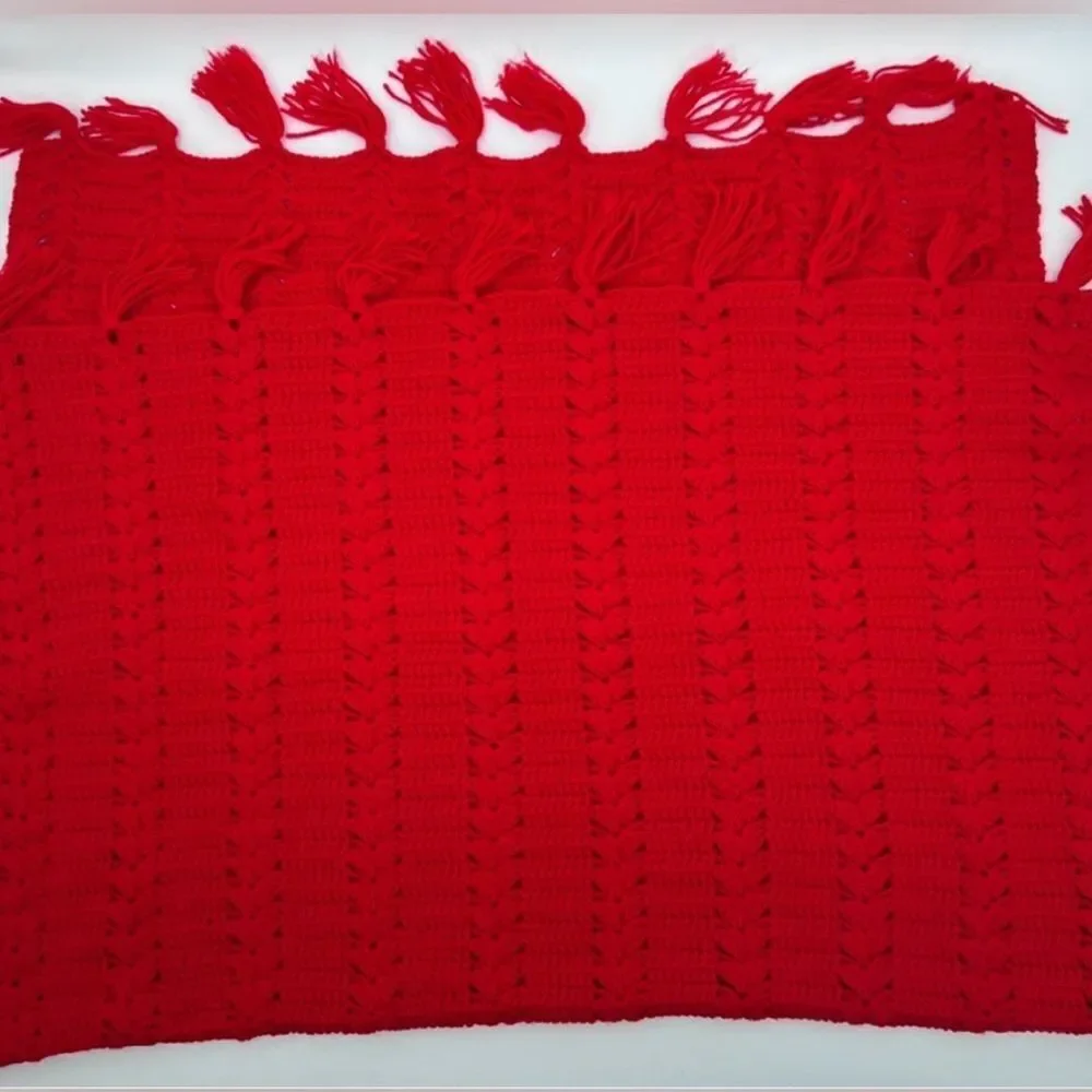 Blanket Hand Knit Crochet Throw Size 44